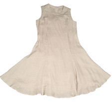 Malvin Linen Fit and Flare A-Line Dress, L , Hamburg, Germany, Natural Beige