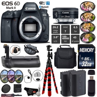 Canon EOS 6D Mark II DSLR Camera With 24mm 2.8 STM Lens + Professional Battery