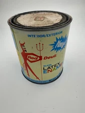 Vintage Red Devil Gloss Latex Enamel Can Full