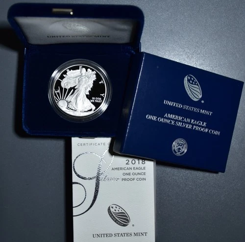 2018-W $1 AMERICAN SILVER EAGLE PROOF  1 oz .999 GEM PROOF w/OGP & COA  A6464