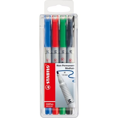 Stabilo Folienschreiber OHPen 1mm non perm. sort. 4St