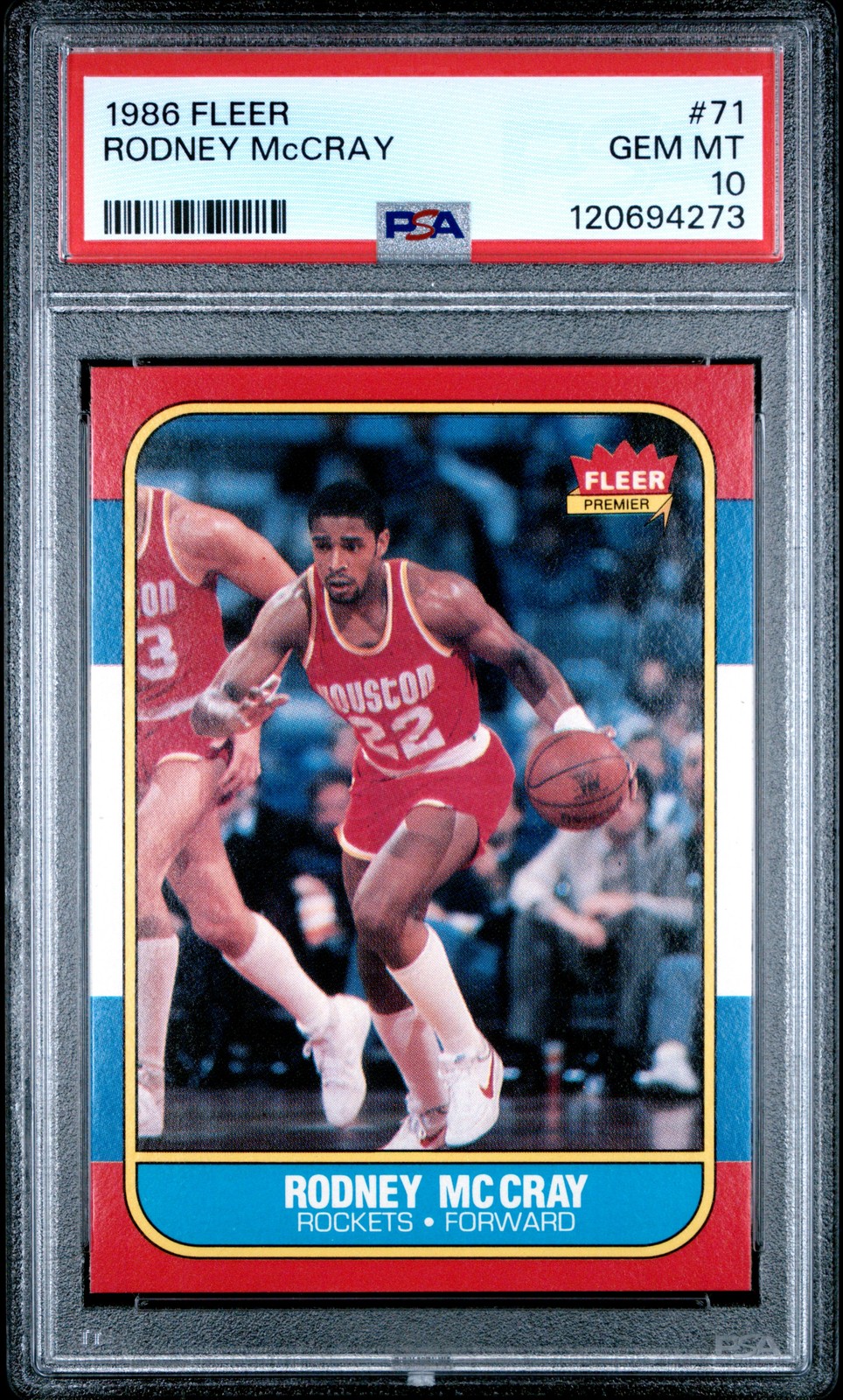 1986 Fleer Basketball #71 Rodney McCray Houston Rockets PSA 10