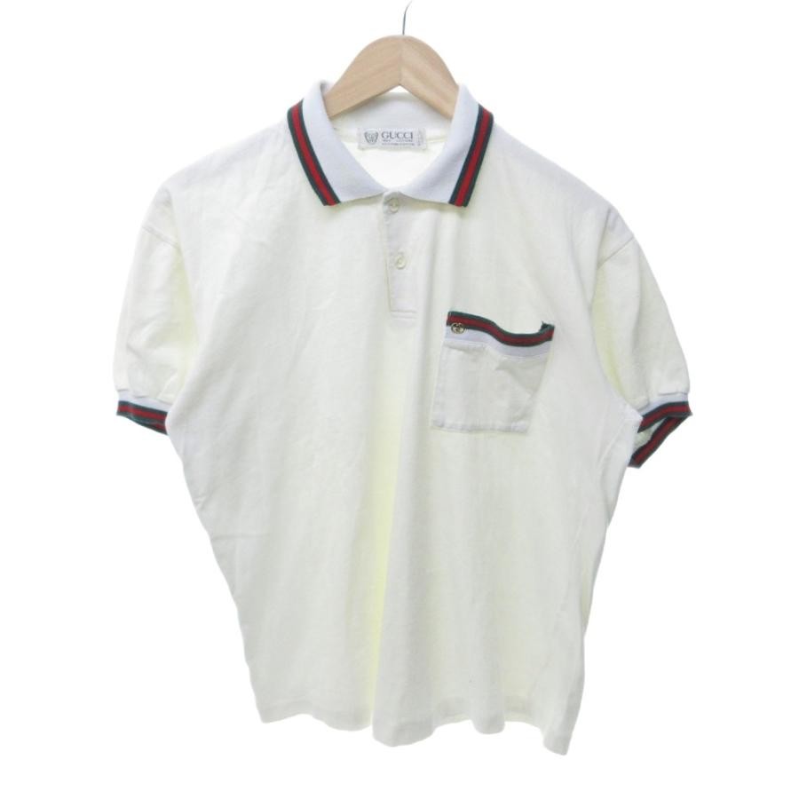 Gucci Vintage Polo Shirt Short Sleeve Interlocking G Logo White Men