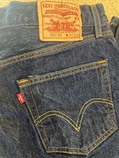 Levis 501 Jeans Mens 34x34 Blue Button Fly Straight Leg Original Denim Crisp