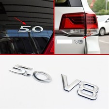 Adesivo 3D ricambi auto cromato decalcomania motore 5.0+V8 emblema logo simbolo distintivo 2 pezzi