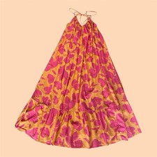 Gap Flowy Maxi Dress Pink And Orange Floral Cotton Blend Adjustable Straps XS