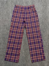 Vtg 70s Retro Plaid Pants Disco Flare High Rise Woven Colorful 28 X 28