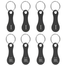 8Pcs Stainless Steel Shopping Trolley Token, Black Letter I Grocery Cart