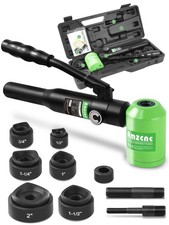 Hydraulic Knockout Hole Punch Driver Kit 1/2 to 2 inch Electrical Conduit Hol...