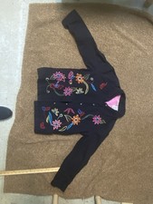 Vintage Women White Stag Jacket Size Small 4-6 Black Floral