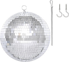 Mirror Disco Ball Set with Extention Chain and Hooks 8 inch