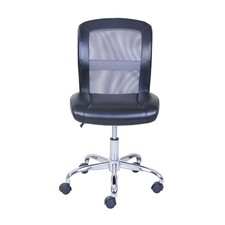 Mid-Back Vinyl Mesh Task Office Chair Black Gray Swivel W/ 360 Roll