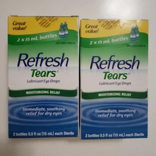 REFRESH Tears Lubricant Eye Drops, 0.5 oz - 2 Bottles X2 Exp 2026+
