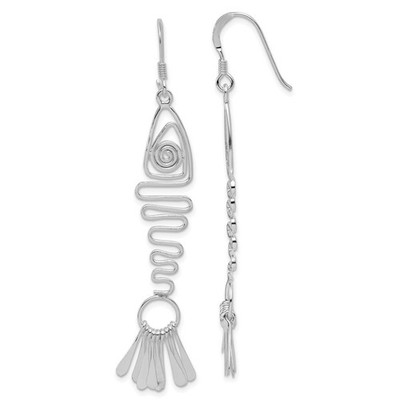 Ausgefallene geometrische Fisch-Ohrhänger & Ohrhänger Sterlingsilber poliert