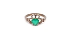 Vintage Sterling Silver 925 Emerald Claddagh Ring Size 7