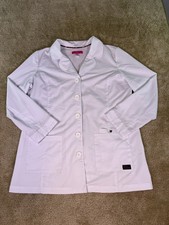 Betsey Johnson Women's Juniper White 2 Pocket Button Front Lab Coat XL E257