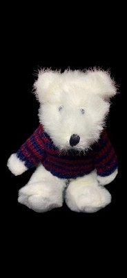 Hugfun International weißer flauschiger Teddybär gestreifter Pullover Kuscheltier Kuscheltier 307