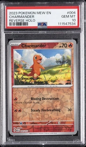 2023 POKEMON MEW EN-151 REVERSE HOLO #004 CHARMANDER PSA 10