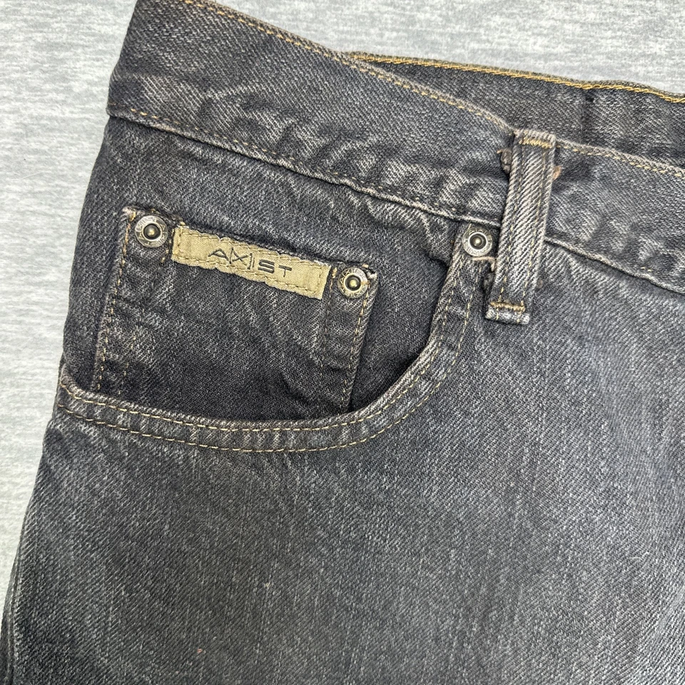 Мужские джинсы Axist 34x32 черная джинсовая ткань прямые штанины мешковатые винтажные Y2K - Изображение 3 из 4