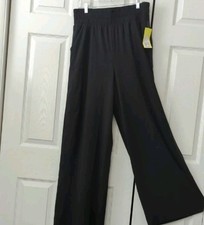 NWT ALL IN MOTION BLACK WIDE WAIST VERY LONG ACTIVE WIDE LEG PANTS-L/LONG