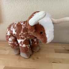 Retired Build A Bear Longhorn White Brown Spotted Bull Cow Plush