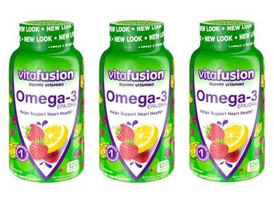 3 Packs Vitafusion Omega 3 Gummies 120 Count Each