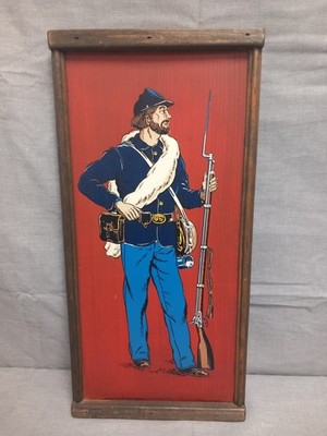 Yorkraft Vintage 60s Union War Soldier Reproduction Sign Hand Painted Wood.