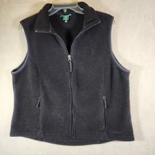 L.L. Bean Fleece Vest Women's Large  Black Polartec Zip Outdoor Camping Hiking