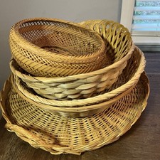 Woven Wicker Baskets - Lot Of Six 6