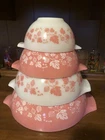 Vintage Pyrex Pink Gooseberry Cinderella Mixing Bowl - Set of 4 - Nesting Sizes