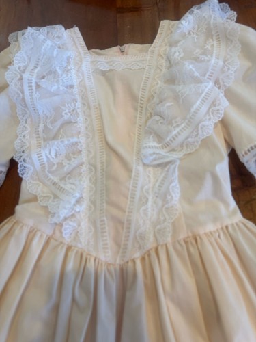 Vtg Dress Party Peach Sailor Collar Lace Victorian Frilly Girls 10 12 Large - Picture 2 of 11