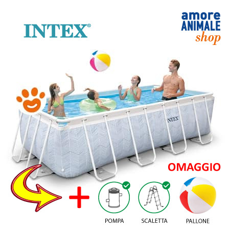 Intex Piscina Rettangolare Prism Frame Chevron (400x200x100cm) Art. 26780