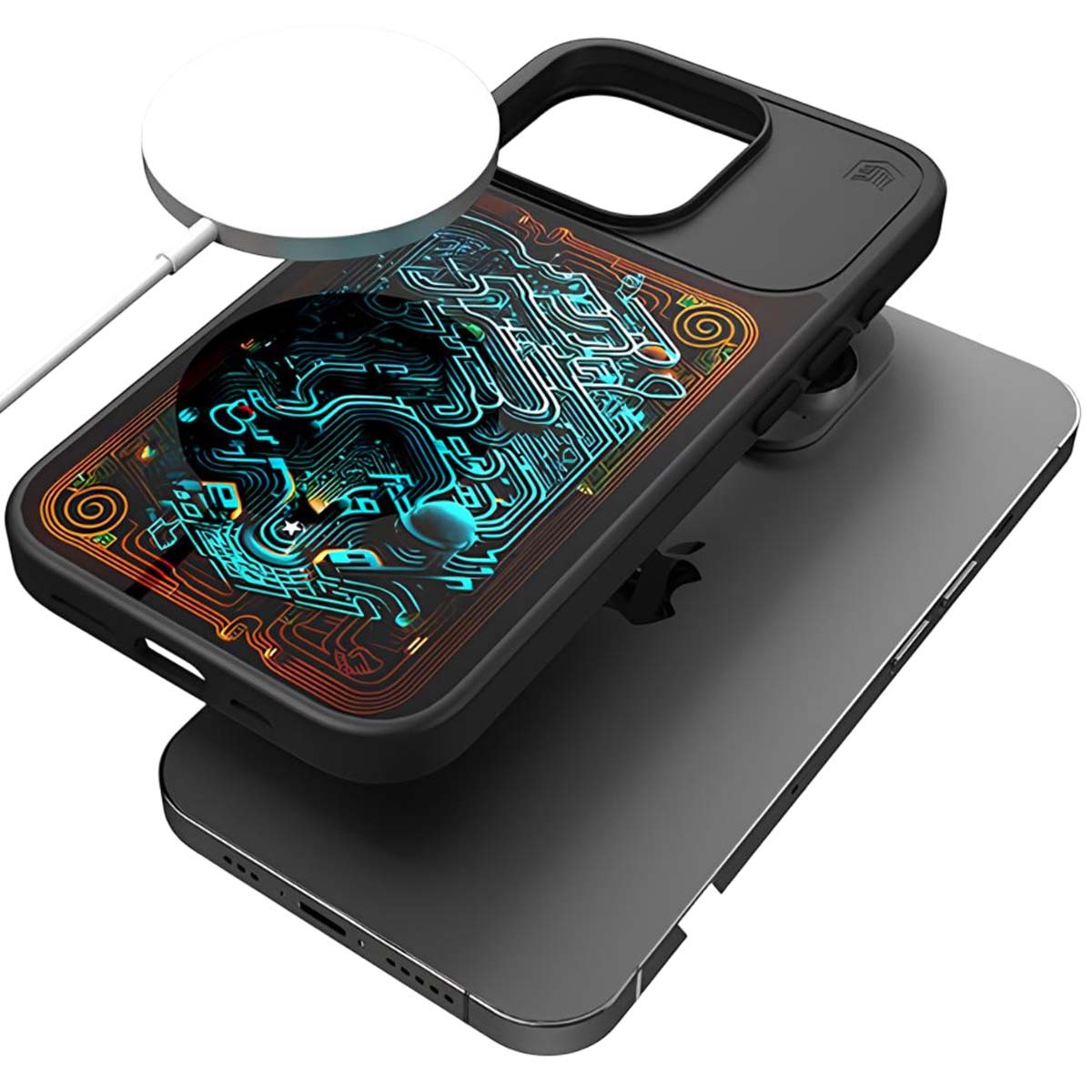 Coque Luxe iPhone 15 Pro Max Antichoc Finition Thermosensible Noir Anthracite