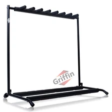 GRIFFIN 7 Guitar Rack Stand Storage - Multiple Support Floor Bass Holder Mount