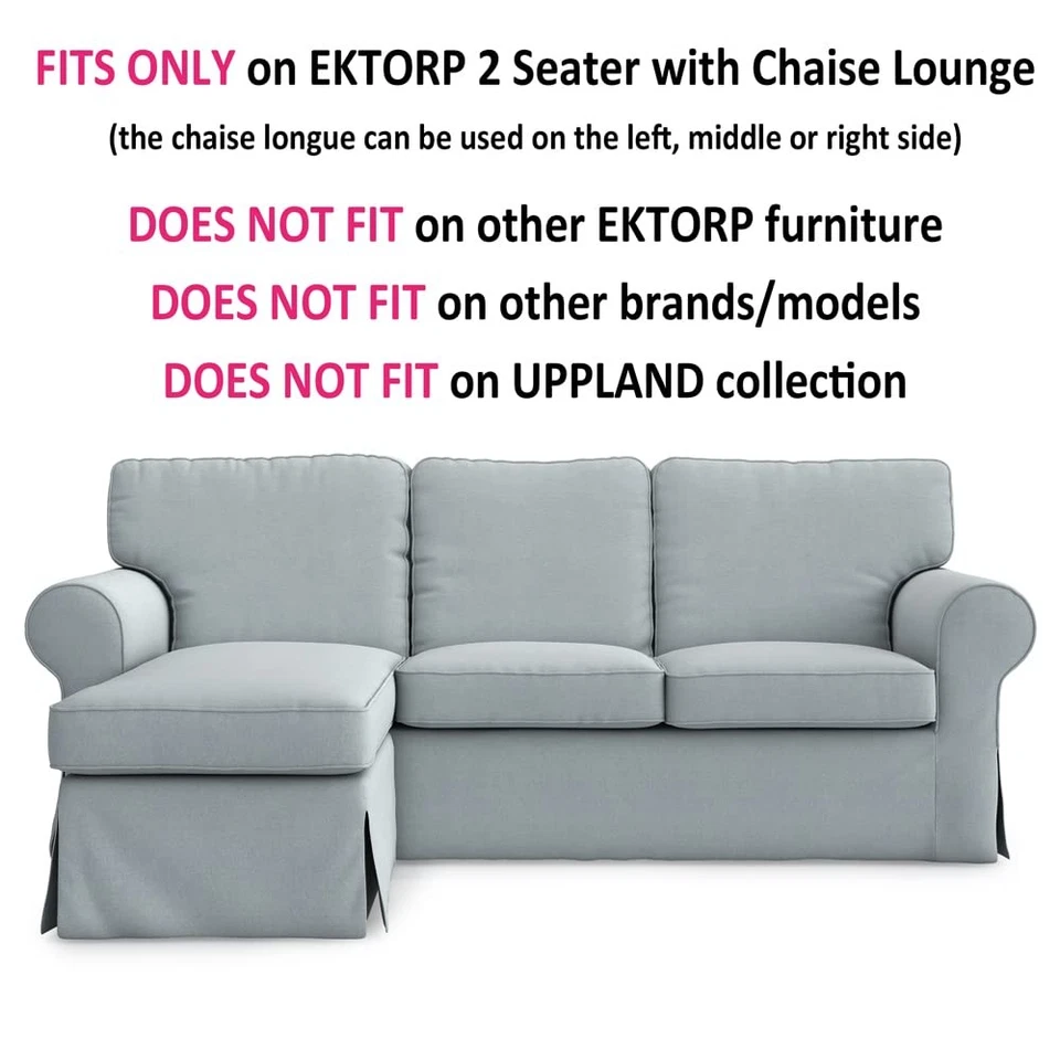 Masters Of Cover Ektorp 双人沙发(2 座)带贵妃椅套替换件 — 第 2/4 张图片