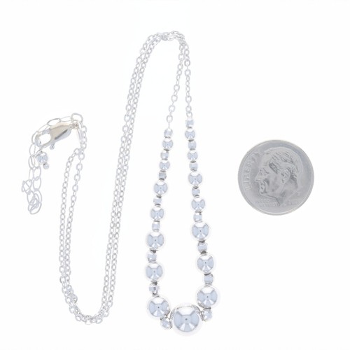 Milor Graduated Bead Necklace - White Gold 14k Italy Adjustable - Picture 3 of 8