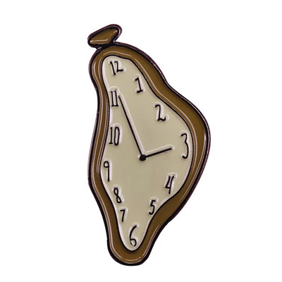 Melted Clock Enamel Pin Dali Brooch The Persistence of Memory Surrealist Jewelry