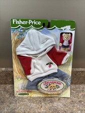 RARE fisher Price Briarberry Bear White Red Hoodie With Denim Shorts MIP
