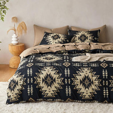- Western Comforter Set, Boho Southwestern Rustic Farmhouse Style with Aztec Geo