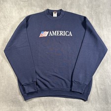 Vintage Fruit Of the Loom United States Of America Flag Sweatshirt Size XL Navy