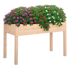 Outsunny Raised Wood Garden Bed Planter Vegetables Grow Flower Herbs Box Kit