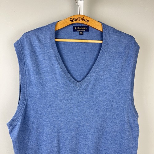 Brooks Brothers Supima Cotton Sweater Vest Mens XXL Blue Sleeveless V-Neck - Picture 3 of 5