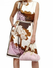 Dolce & Gabbana Vintage Floral Printed Silk Pleated Asymmetric Dress IT42