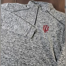 J-America NCAA Indiana Hoosiers grey 1/4-zip pullover Sz XL embroidered logo.