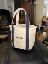 Vintage LL Bean Boat & Tote Bag USA Made Small Canvas Blue “Amanda” 10x10x6