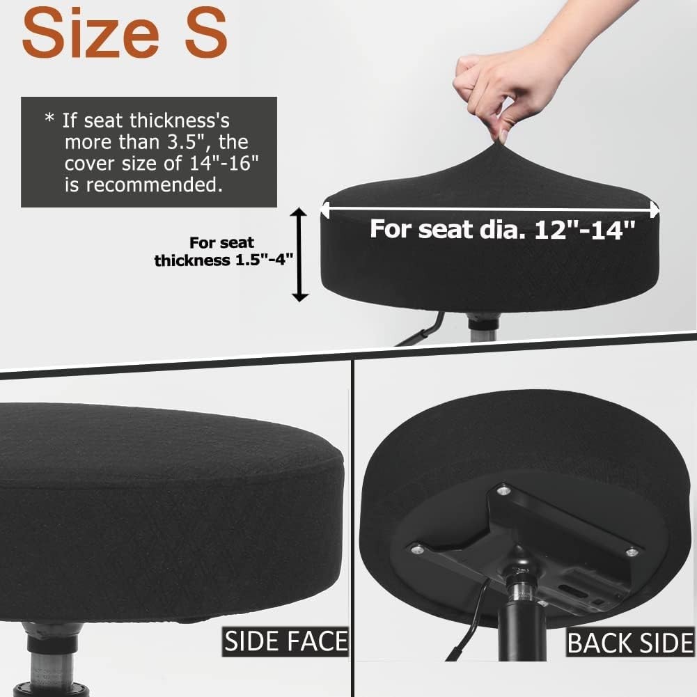 Luxury Stretchable Bar Stool Cover for 12-14'' Stools - Casual Black Design
