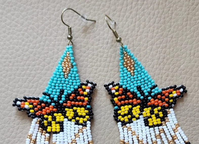 Pendientes Tribales Mariposa Nativos Grandes Boho Americanos Semilla Cuentas Hecho a Mano Pendiente Foto 2 de 4
