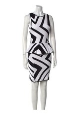 Alice + Olivia Monaco Crochet Peplum Dress Black & White Zigzag XS | NWT $597