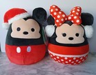NEW Set of 2 Disney 8" Holiday Christmas Santa Mickey & Minnie Squishmallows  — photo 1