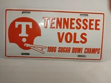1986 Sugar Bowl Champs Tennessee Vols Metal License Plate Tag Booster Volunteers